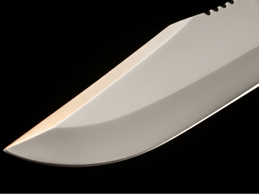 Hand-forged carbon steel blade in detail