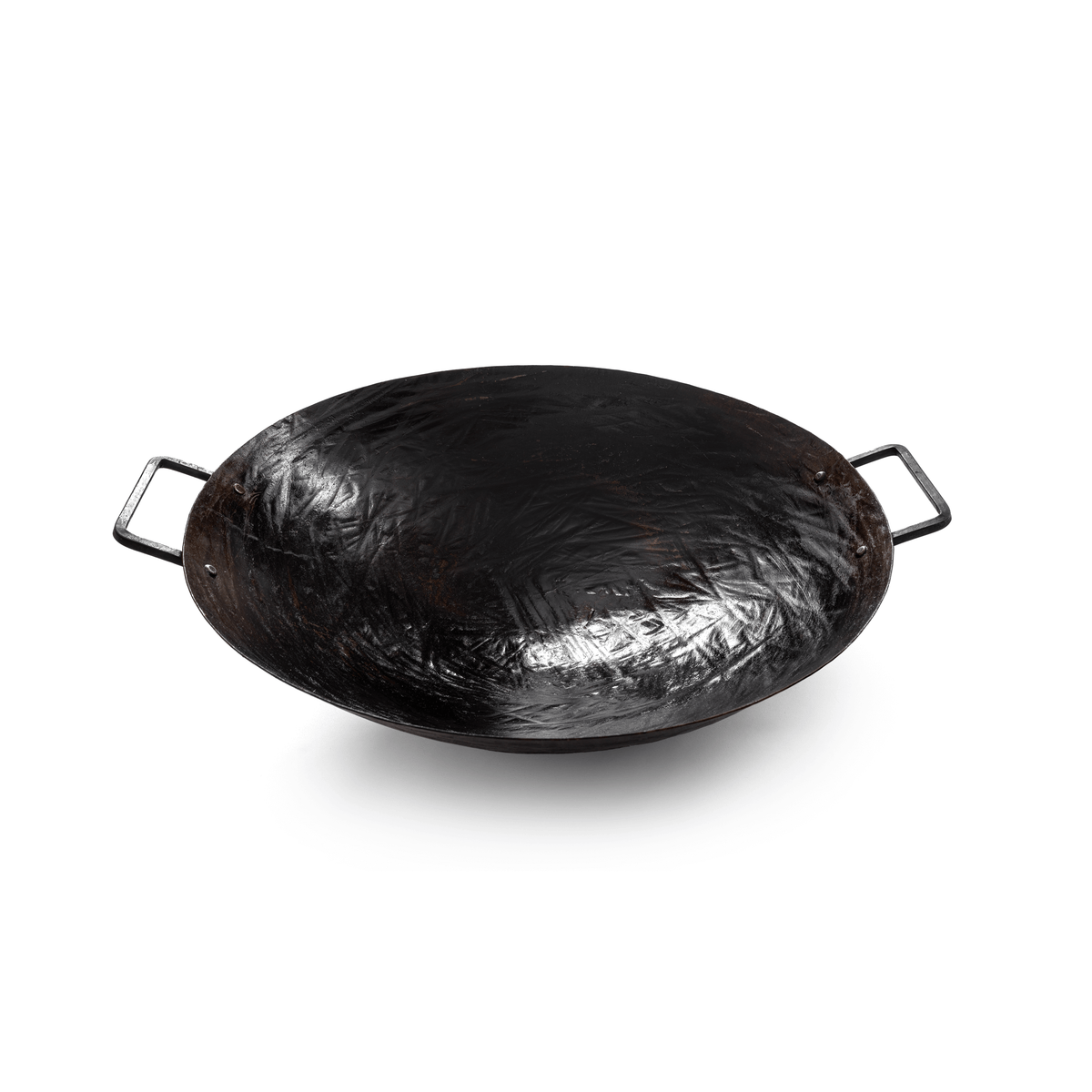 Pre-seasoned Fyreza Carbon Steel Wok Pan with Dark Patina